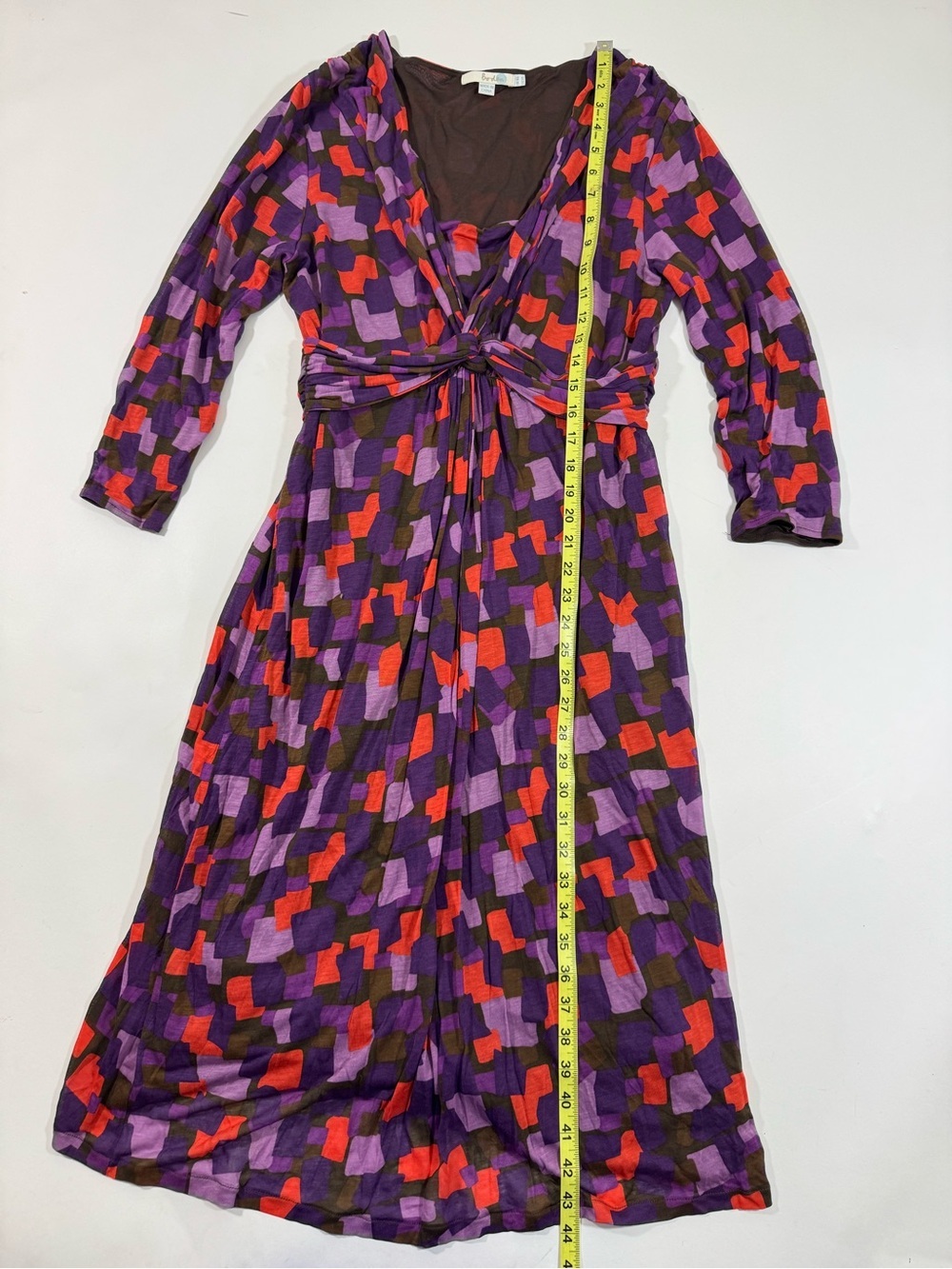 Boden Double Layer Knot Front Knee Length Dress - Picture 5 of 6